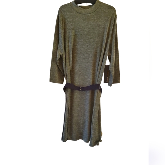 Always Indigo Long Sleeve Knit Dress w/ Belt | 3X | Hunter Green - Picture 1 of 7